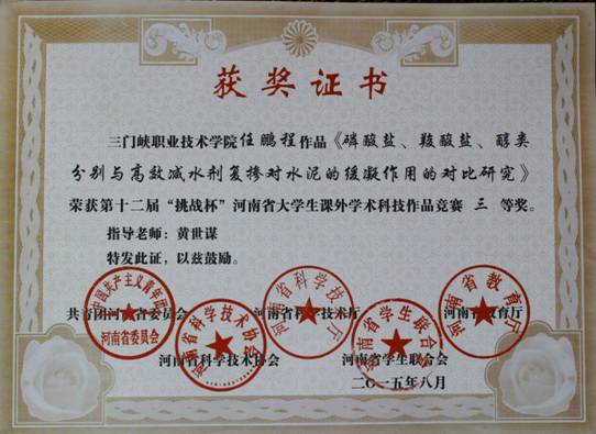 2015挑战杯证书